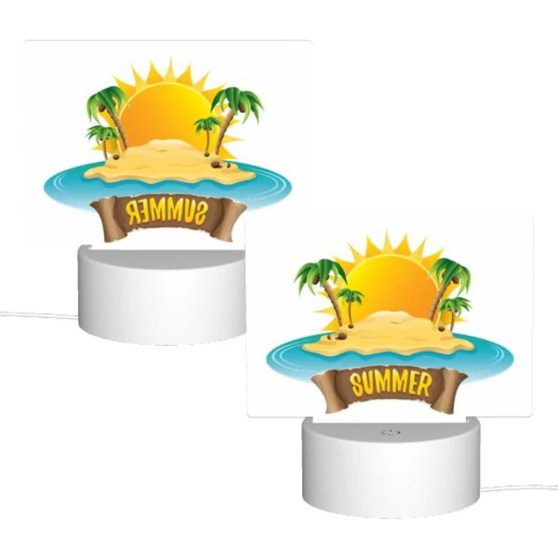 Rectangular Acrylic Night Light, A sunny beach with a palm tree and a sandy shore. Rectangular Acrylic Night Light, A Sunny Beach With A Palm Tree And A Sandy Shore. -Pattern Diy Shop 93f3c0a104653649e4d68e1f758becdb61727554