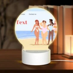 Round Acrylic Night Light, A Group Of Women Are Standing On A Beach