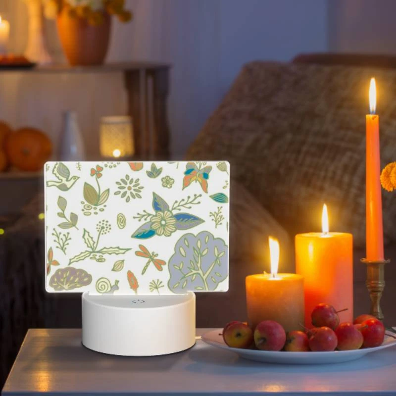 Rectangular Acrylic Night Light, A colorful floral pattern with various plants and flowers. Rectangular Acrylic Night Light, A Colorful Floral Pattern With Various Plants And Flowers. -Pattern Diy Shop 9467d5c6cd48210af47f14d193f6d51f5bc3b490