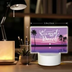Rectangular Acrylic Night Light, A Sunset Beach Sign With A Moon In The Background. 5 Rectangular Acrylic Night Light, A Sunset Beach Sign With A Moon In The Background. -Pattern Diy Shop 95fa4ef13f16976f23f446cea59d9f7d98614b16
