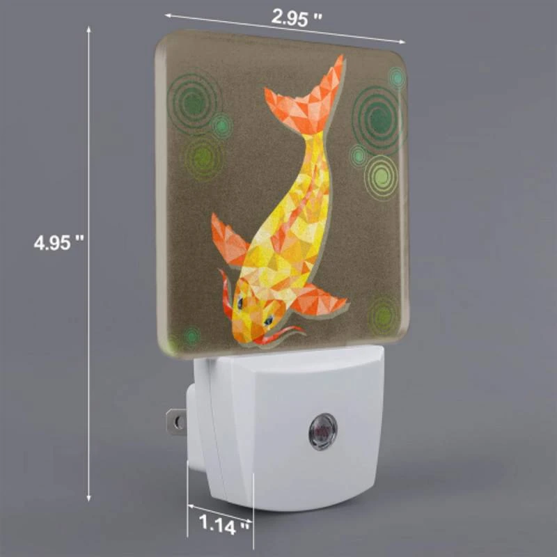 Night Light Set of 2, A yellow fish with a red mouth and orange fins swimming in the water. Night Light Set Of 2, A Yellow Fish With A Red Mouth And Orange Fins Swimming In The Water. -Pattern Diy Shop 968dd830237e97665a6c2ac0c0f28b059593eaa1
