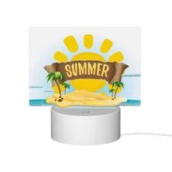 Rectangular Acrylic Night Light, A Cartoon Of A Sunny Beach With The Words "Summer" Written On It. -Pattern Diy Shop 97d308b649b23a04401ecaaae7a1c3dfec86b5e9