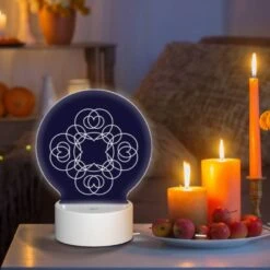 Round Acrylic Night Light, A Blue Circle With A White Heart In The Center. 6 Round Acrylic Night Light, A Blue Circle With A White Heart In The Center. -Pattern Diy Shop 995b5c0651e7e997910f834f6771d42b1b7ec425