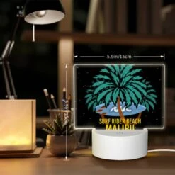 Rectangular Acrylic Night Light, A Surfboard Is Floating On A Wave In Front Of A Palm Tree. -Pattern Diy Shop 9b7f341583104a2fac17b6ffcf119fa7b900ecfa