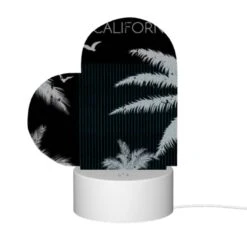 Love Acrylic Night Light, A Black And White Image Of A Palm Tree With Birds Flying Around It. -Pattern Diy Shop 9cb66ae21620f7498016ec57c84c14c15633fdc3