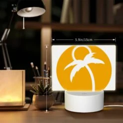 Rectangular Acrylic Night Light, A Yellow Circle With A Palm Tree In It. -Pattern Diy Shop 9daccb3df91ae96c086a9ede32137b07b32f2fff