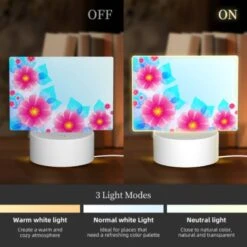 Rectangular Acrylic Night Light, A Blue And Pink Flower Arrangement. 2 Rectangular Acrylic Night Light, A Blue And Pink Flower Arrangement. -Pattern Diy Shop 9fab4771b725cabd6013132544e161c8881281b9