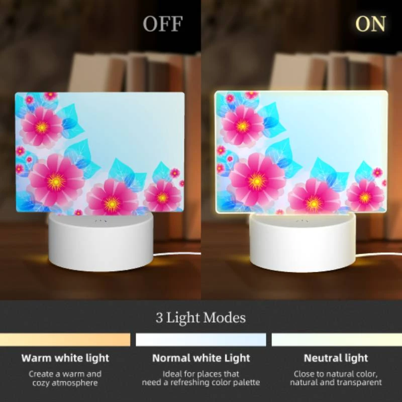 Rectangular Acrylic Night Light, A blue and pink flower arrangement. Rectangular Acrylic Night Light, A Blue And Pink Flower Arrangement. -Pattern Diy Shop 9fab4771b725cabd6013132544e161c8881281b9