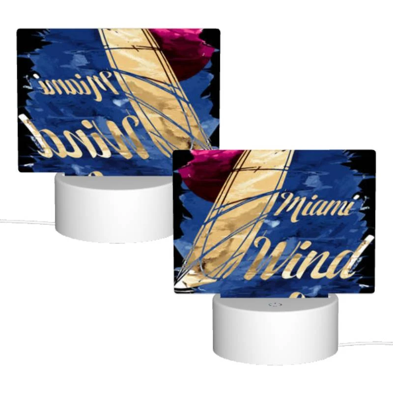 Rectangular Acrylic Night Light, A painting of a sailboat with the words "Miami Wind Surfing" written on it. Rectangular Acrylic Night Light, A Painting Of A Sailboat With The Words "Miami Wind Surfing" Written On It. -Pattern Diy Shop a0c1ccfe82d9c8cc9e15237497a7c95839ef57b5