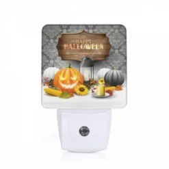 Night Light, A Halloween Poster With A Pumpkin And A Lit Candle.