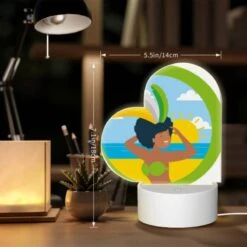 Love Acrylic Night Light, A Woman Wearing A Grass Skirt And A Sun Hat Is Standing On A Beach. -Pattern Diy Shop a5c53c468a280f242fdc618aa3fc450693e76d8d