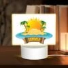 Rectangular Acrylic Night Light, A Sunny Beach With A Palm Tree And A Sandy Shore.