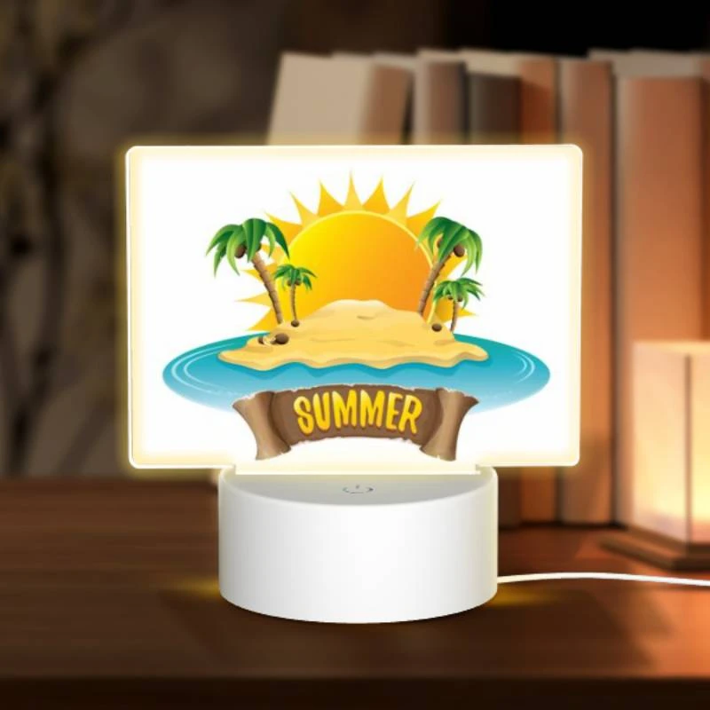 Rectangular Acrylic Night Light, A sunny beach with a palm tree and a sandy shore. Rectangular Acrylic Night Light, A Sunny Beach With A Palm Tree And A Sandy Shore. -Pattern Diy Shop a5c58efd97efff3f71a81cc0a87ce39909216370