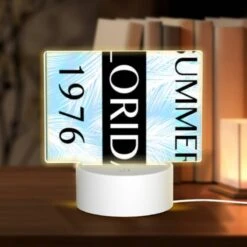 Rectangular Acrylic Night Light, A Black And White Sign That Says Florida Summer 1976.