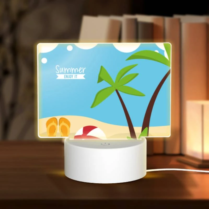 Rectangular Acrylic Night Light, A beach scene with a red and white ball Rectangular Acrylic Night Light, A Beach Scene With A Red And White Ball -Pattern Diy Shop a8bb81eaeede27f4a0d33cb4f74a740f7cec7913