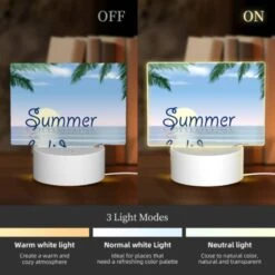 Rectangular Acrylic Night Light, A Beautiful Beach Scene With A Shell And A Palm Tree. 2 Rectangular Acrylic Night Light, A Beautiful Beach Scene With A Shell And A Palm Tree. -Pattern Diy Shop a8ebd454dafef1f38b492c3a5b0fcce5b58de2ec