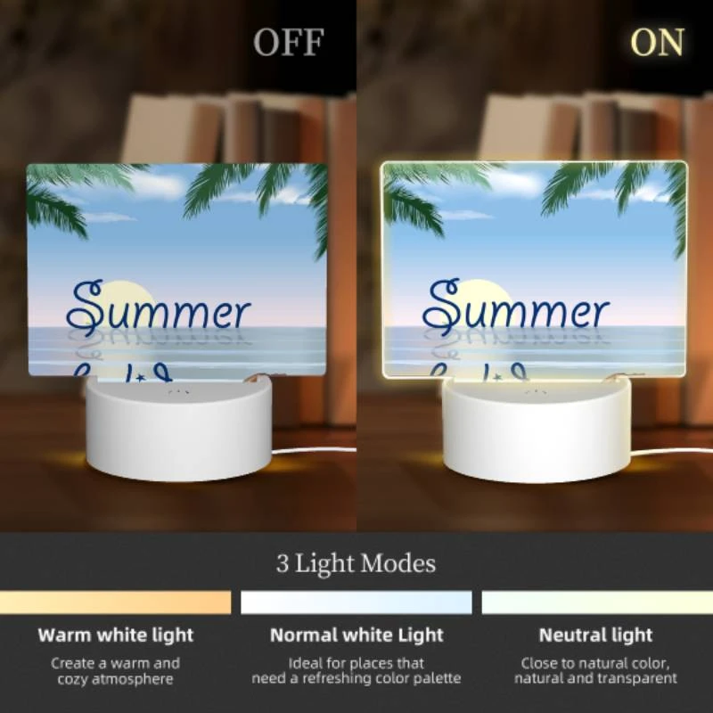Rectangular Acrylic Night Light, A beautiful beach scene with a shell and a palm tree. Rectangular Acrylic Night Light, A Beautiful Beach Scene With A Shell And A Palm Tree. -Pattern Diy Shop a8ebd454dafef1f38b492c3a5b0fcce5b58de2ec