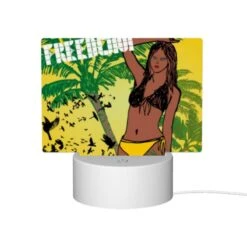 Rectangular Acrylic Night Light, A Woman With A Yellow Bikini Is Standing In Front Of A Tree With Birds Flying Around Her. -Pattern Diy Shop a96bfef7de14b64bbda31a8d91386149e6caeb59
