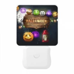 Night Light, A Sign That Says Happy Halloween With A Pumpkin And A Lit Candle. -Pattern Diy Shop aa03c930c46d06a2dad9fbb8b9f1313734a3bc4e