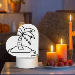 Love Acrylic Night Light, A Black And White Drawing Of A Palm Tree On A Small Island. -Pattern Diy Shop ace76d8c1df578d83cd14eb6a1bee6ae9b4b3c1b