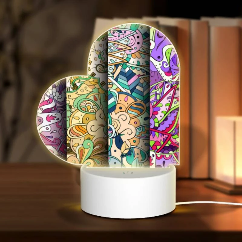 Love Acrylic Night Light, Three colorful and intricate designs are displayed on a row of paper. Love Acrylic Night Light, Three Colorful And Intricate Designs Are Displayed On A Row Of Paper. -Pattern Diy Shop ae7ce02c1b1df62d984170dd9c440d0d7b669749