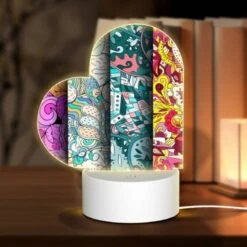 Love Acrylic Night Light, Four Different Colored Paintings Of Flowers.