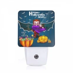 Night Light, A Cartoon Character With A Purple Scarf And A Bat On His Back.