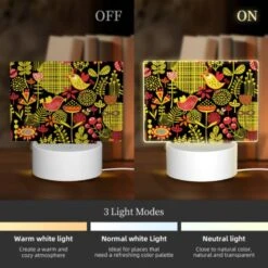 Rectangular Acrylic Night Light, A Colorful Floral Pattern With A Bird In The Center. -Pattern Diy Shop b1febb5952564bced839fddae87d534d1fe3a9b8