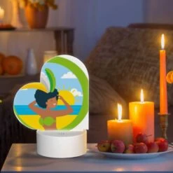 Love Acrylic Night Light, A Woman Wearing A Grass Skirt And A Sun Hat Is Standing On A Beach. -Pattern Diy Shop b276141ad203aac6fecf26069d11525a9e05b0b8