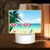 Rectangular Acrylic Night Light, A Beach Scene With Two Umbrellas And Two Chairs.