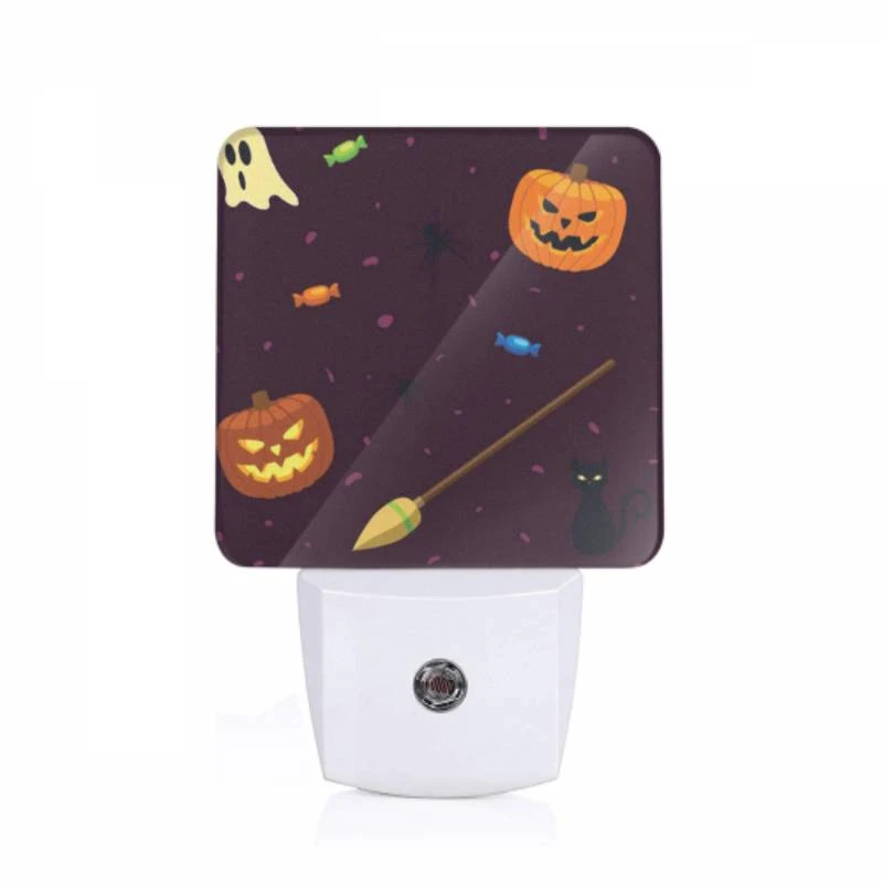 Night Light, A black cat is next to a broom and a pumpkin. Night Light, A Black Cat Is Next To A Broom And A Pumpkin. -Pattern Diy Shop b4cb57d6256818016938019e10d7b2464a72ae1c