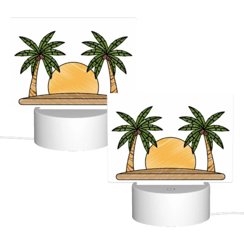 Rectangular Acrylic Night Light, A drawing of a sun with two palm trees on either side. Rectangular Acrylic Night Light, A Drawing Of A Sun With Two Palm Trees On Either Side. -Pattern Diy Shop b645e1f8d9648298f8f7bce8a3ae86496b3e86cb