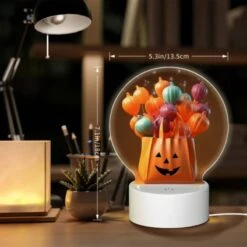 Round Acrylic Night Light, A Bag Of Colorful Pumpkins With A Smiling Face On It. 5 Round Acrylic Night Light, A Bag Of Colorful Pumpkins With A Smiling Face On It. -Pattern Diy Shop b8d038ecf87c315b2225d7d00beb3934e8f57e8f