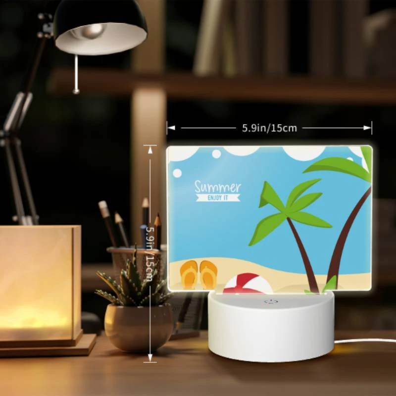 Rectangular Acrylic Night Light, A beach scene with a red and white ball Rectangular Acrylic Night Light, A Beach Scene With A Red And White Ball -Pattern Diy Shop ba891d2ff7247e4fa650c88589c827c83620e4ba