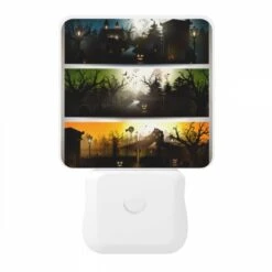 Night Light, Three Different Colored Pictures Of A Haunted House. -Pattern Diy Shop bb75aae258f4c17f97e2442220167d5e1b10ef30