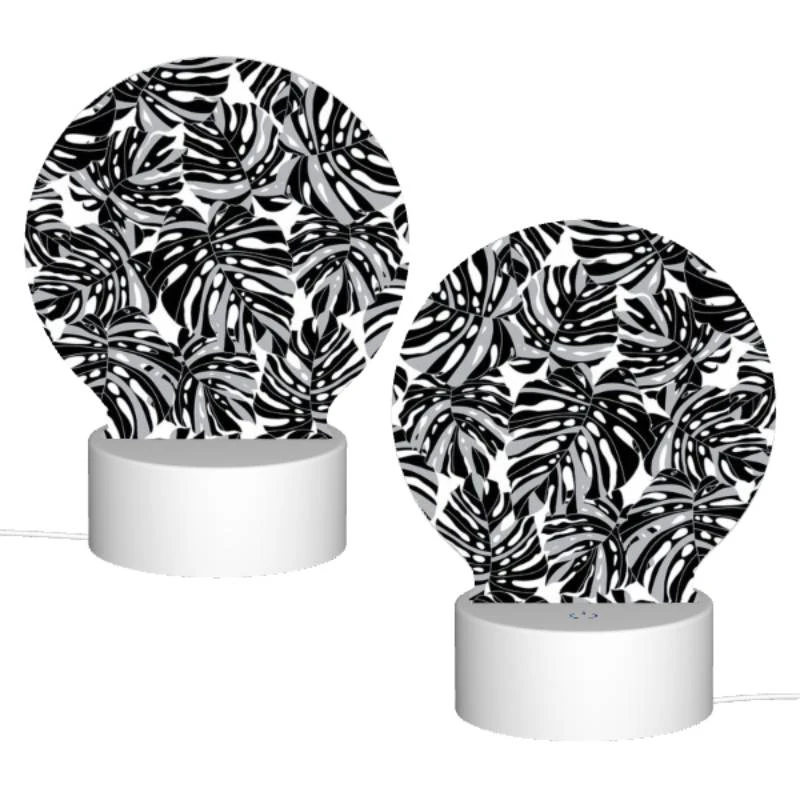 Round Acrylic Night Light, A black and white pattern of leaves. Round Acrylic Night Light, A Black And White Pattern Of Leaves. -Pattern Diy Shop be447479f9d0b167abc9ddd379a2f5b6644f2755