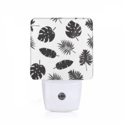 Night Light, A Pattern Of Leaves In Black And White.