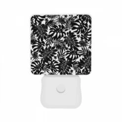 Night Light Set Of 2, A Black And White Image Of A Leafy Plant. -Pattern Diy Shop bf32482d3a9a7add1f85169ba6e723ca90561da5