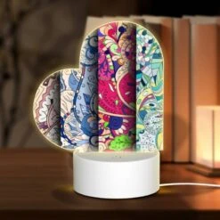Love Acrylic Night Light, Four Different Colored Paintings Of Flowers.