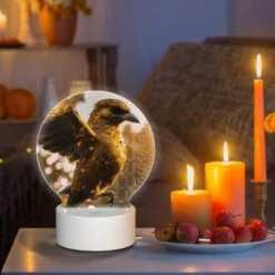 Round Acrylic Night Light, A Bird With A Yellow Body And Brown Wings Is Perched On A Branch. 6 Round Acrylic Night Light, A Bird With A Yellow Body And Brown Wings Is Perched On A Branch. -Pattern Diy Shop c14a68325cdf2fb69d96f68e8d4a1a771661fa85