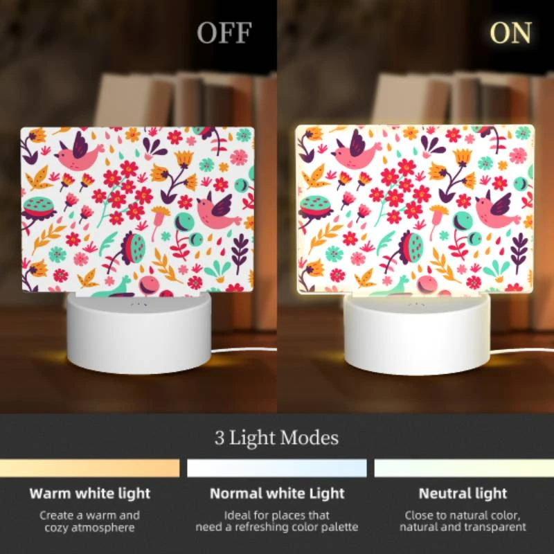 Rectangular Acrylic Night Light, A colorful bird with a flower in its mouth. Rectangular Acrylic Night Light, A Colorful Bird With A Flower In Its Mouth. -Pattern Diy Shop c2300b5fd36991a95e1f2f267d4e87c3e5a093a1