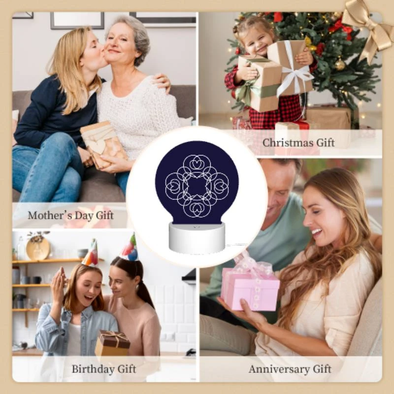 Round Acrylic Night Light, A blue circle with a white heart in the center. Round Acrylic Night Light, A Blue Circle With A White Heart In The Center. -Pattern Diy Shop c26e83183d3da3327603a034972e28c952257e82