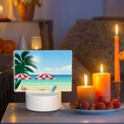 Rectangular Acrylic Night Light, A Beach Scene With Two Umbrellas And Two Chairs. -Pattern Diy Shop c3e11cd1b76cc301d6e93e45132021ddb9f5396c