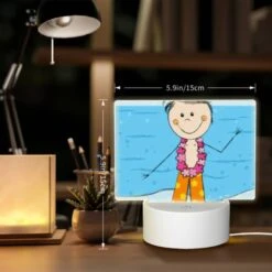 Rectangular Acrylic Night Light, A Cartoon Character Wearing A Lei And Shorts Is Standing On A Beach. -Pattern Diy Shop c424abe56e7c3549cad5022c80173c31a3960695
