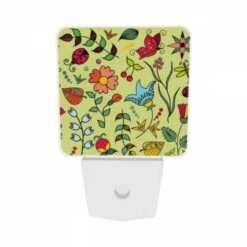 Night Light Set Of 2, A Colorful Flower Pattern With A Bird And A Ladybug. 6 Night Light Set Of 2, A Colorful Flower Pattern With A Bird And A Ladybug. -Pattern Diy Shop c4ecef67e3488632f645b5a05e5498381c740337