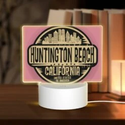 Rectangular Acrylic Night Light, A Sign For Huntington Beach