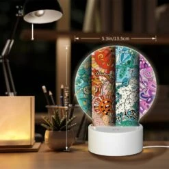 Round Acrylic Night Light, Four Different Colored Designs Of A Sunflower. -Pattern Diy Shop c61251872435cf0864865cfaab22736f317d5f3c