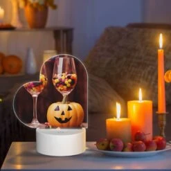Love Acrylic Night Light, A Pumpkin Is Sitting Next To Two Wine Glasses Filled With Candy. -Pattern Diy Shop c8660895855c16a9233b5c2504e185287adfa2ff