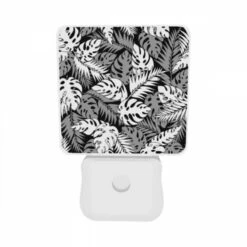 Night Light Set Of 2, A Black And White Image Of A Leafy Plant With A Pattern Of Dots. -Pattern Diy Shop cbb1c65d3d42638336f4abb0eae2e0c6a78d7808