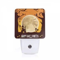 Night Light, A Spooky Halloween Scene With A Full Moon And Bats.